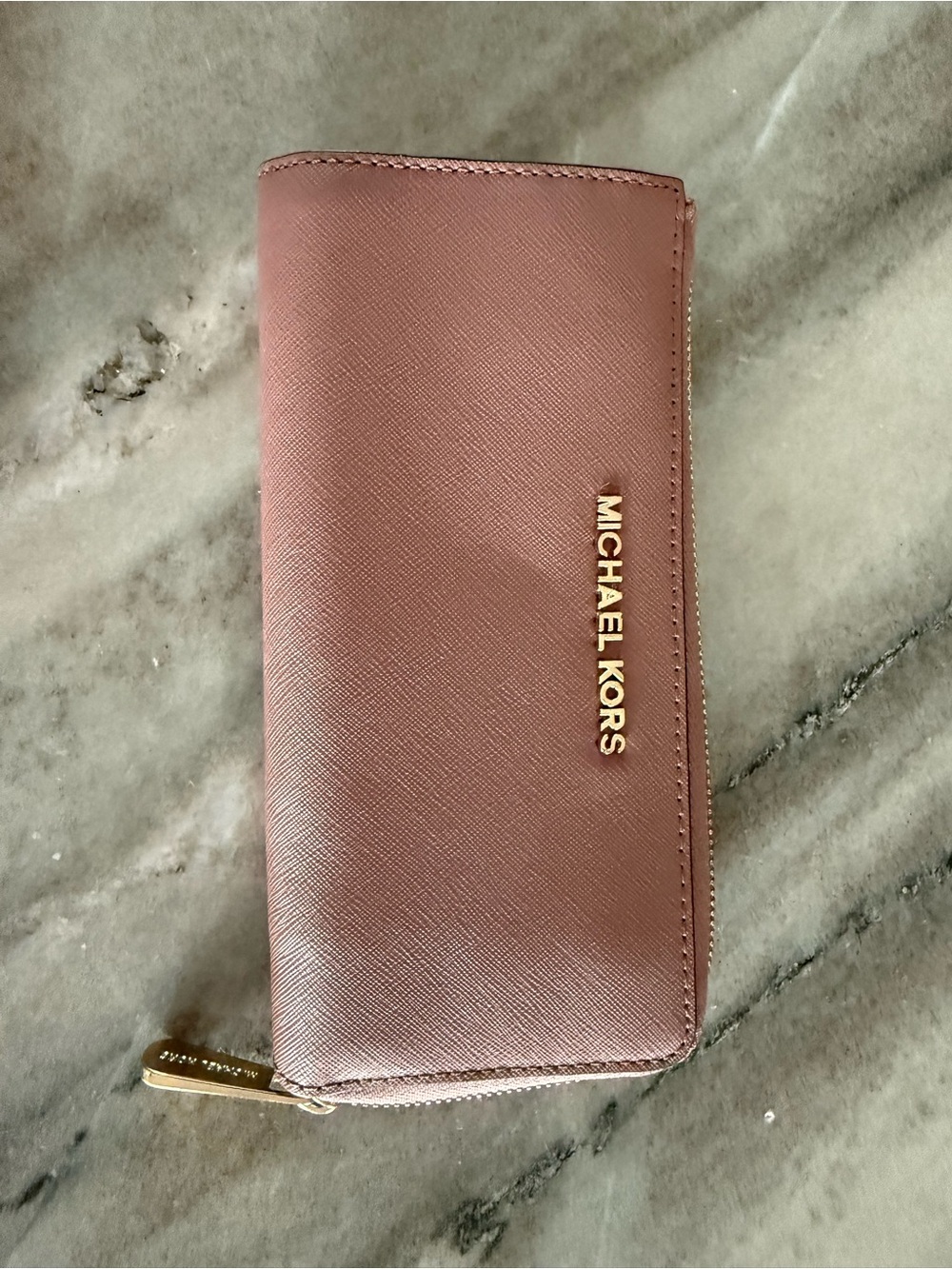 Michael Kors Dusty Rose Jet Set Travel Leather Wallet/Clutch